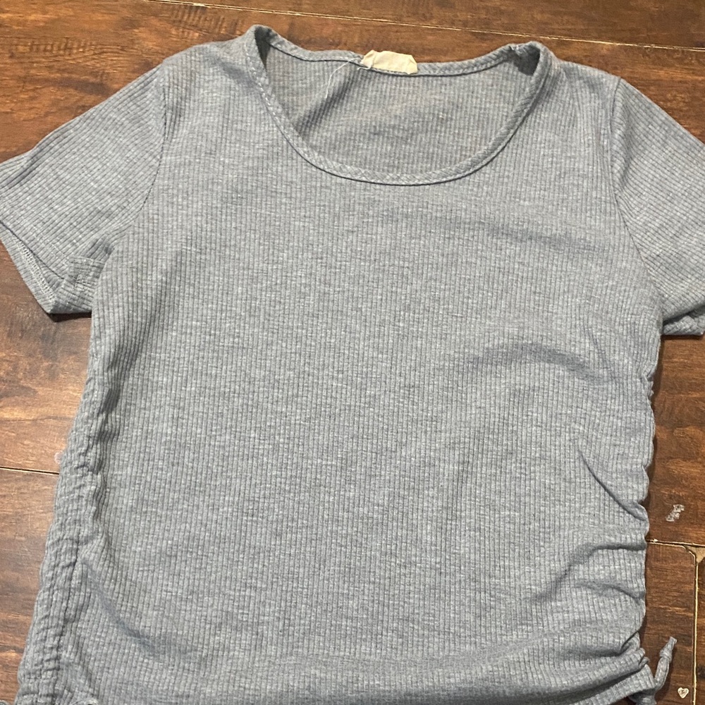 Gray Ribbed Women's Top